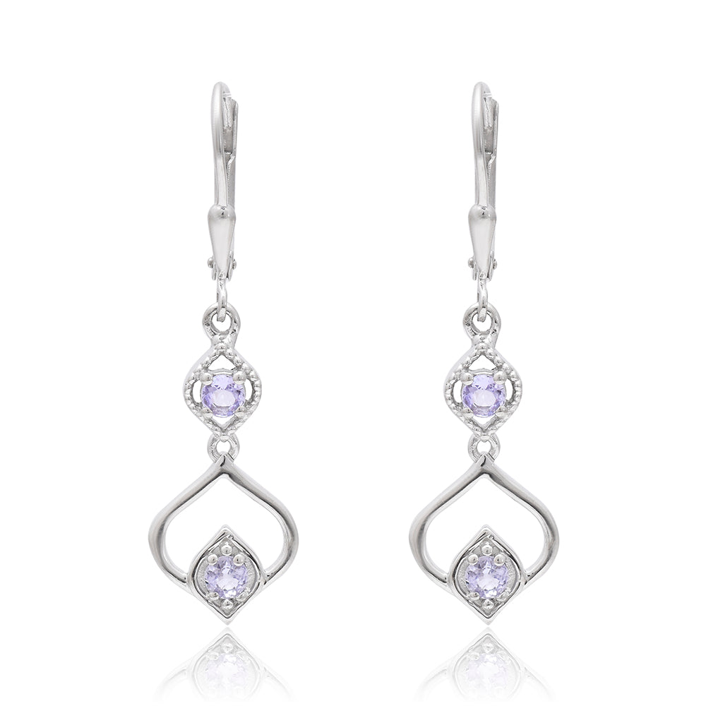 Cercei din Argint 925 ( 2.83 grame ) cu Tanzanit AAA 0.43 Carate