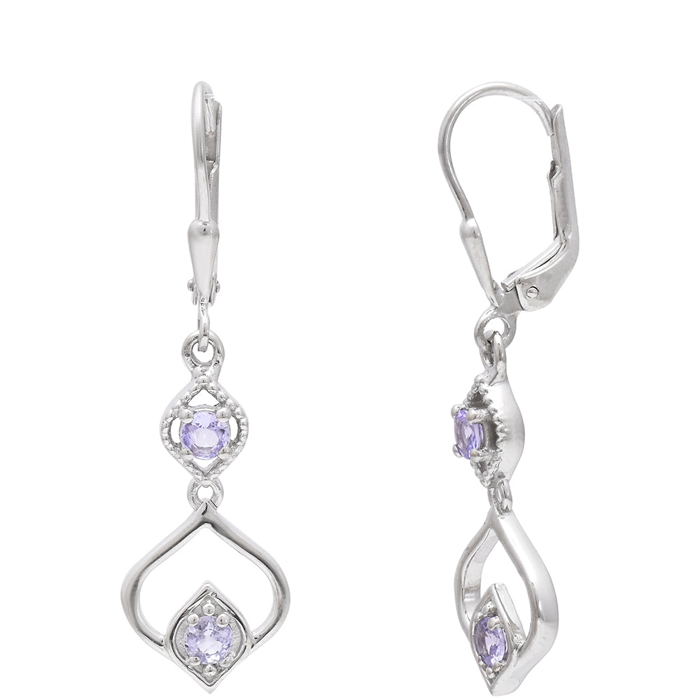 Cercei din Argint 925 ( 2.83 grame ) cu Tanzanit AAA 0.43 Carate 3 