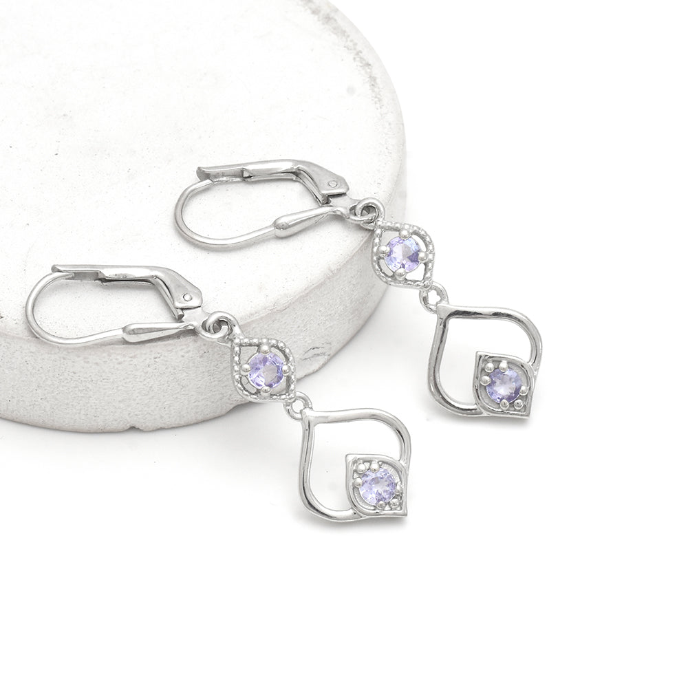 Cercei din Argint 925 ( 2.83 grame ) cu Tanzanit AAA 0.43 Carate 1 