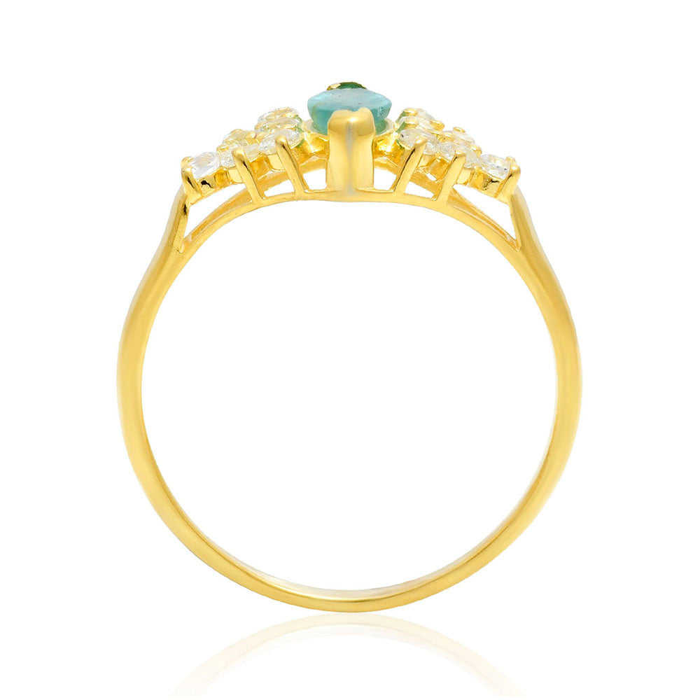 Inel din Argint 925 Placat cu Aur ( 2.14 grame ) cu Smarald Brazilian și Topaz Alb 0.78 Carate 4 
