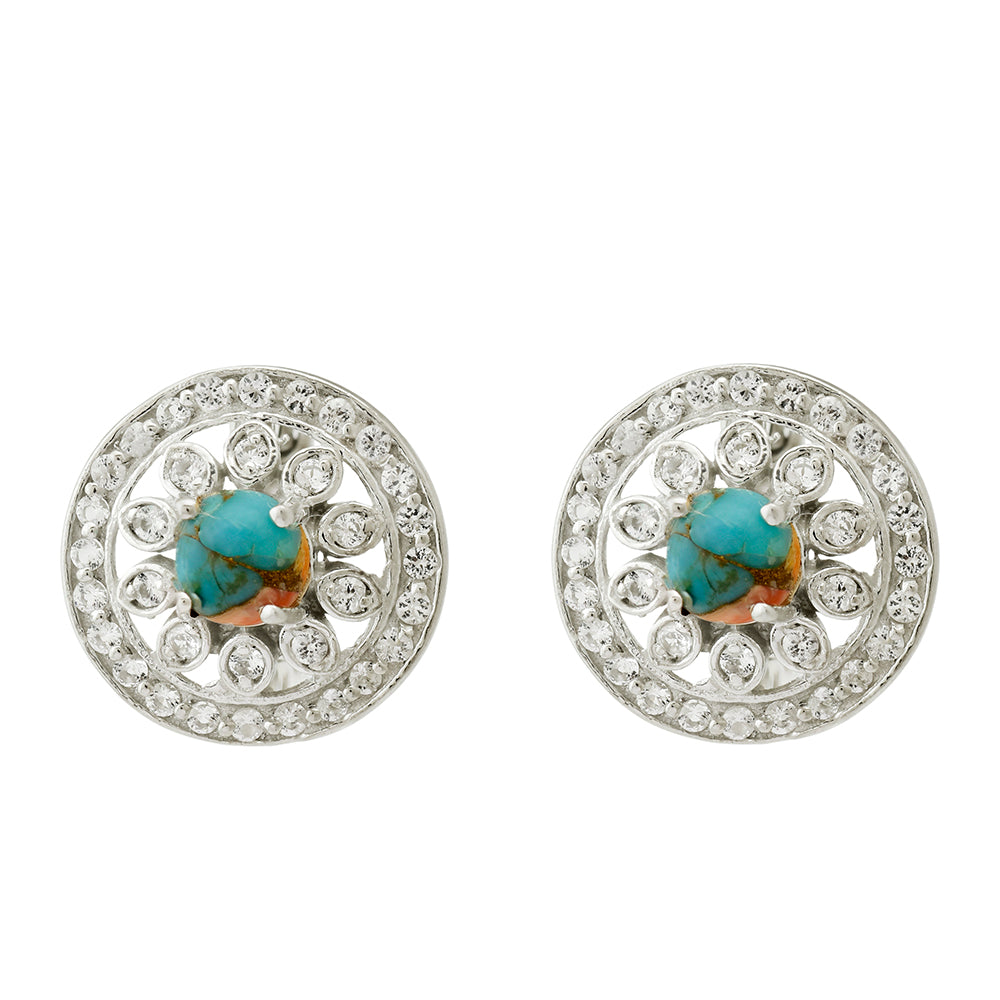 Cercei din Argint 925 ( 4 grame ) cu Turcoaz Oyster 1.74 Carate
