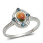 Inel din Argint 925 ( 2.42 grame ) cu Turcoaz Oyster și Topaz Alb 0.56 Carate