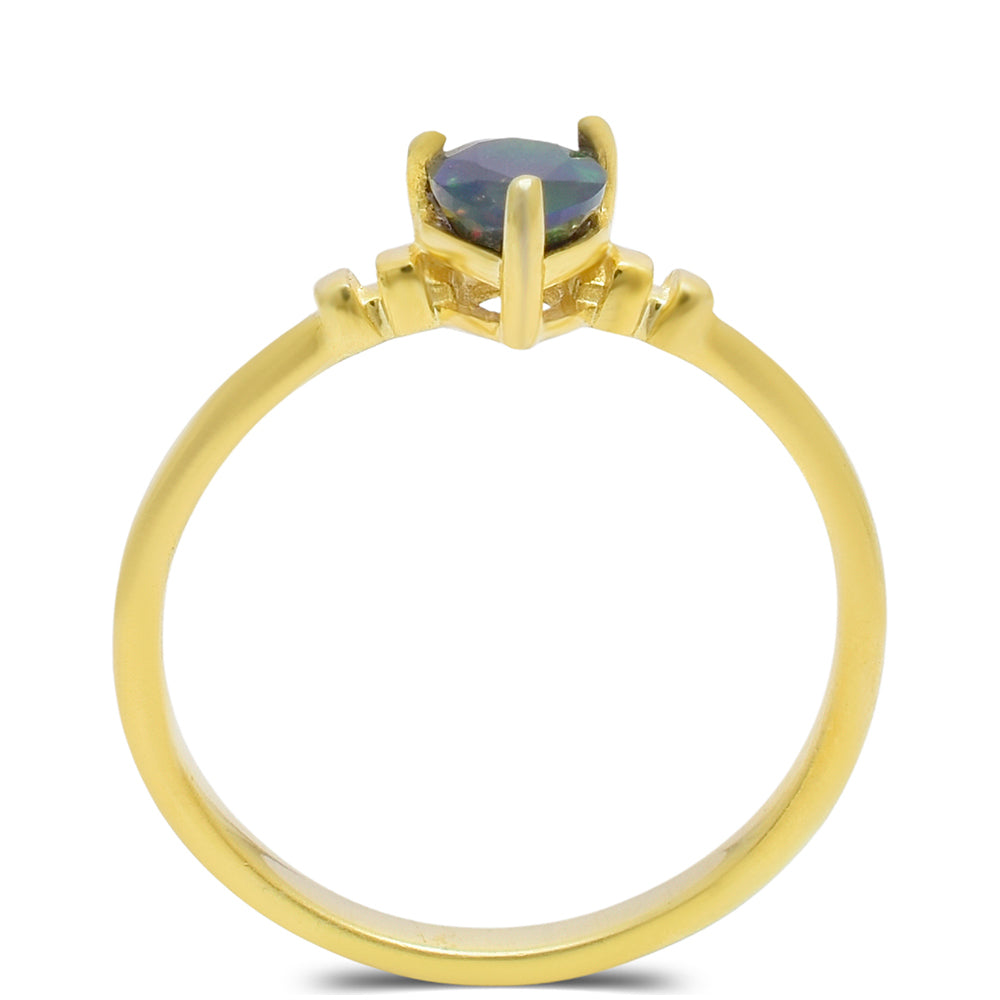 Inel din Argint 925 Placat cu Aur ( 1.97 grame ) cu Opal Etiopian Lega Dembi 0.4 Carate 3 