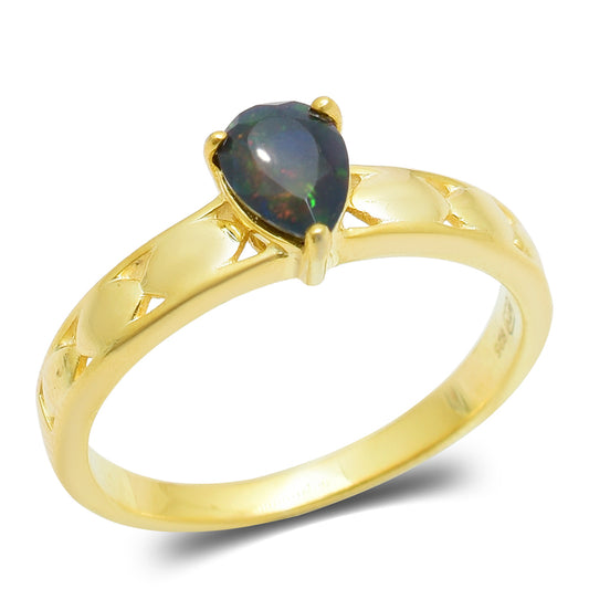 Inel din Argint 925 Placat cu Aur ( 2.32 grame ) cu Opal Etiopian Lega Dembi 0.4 Carate