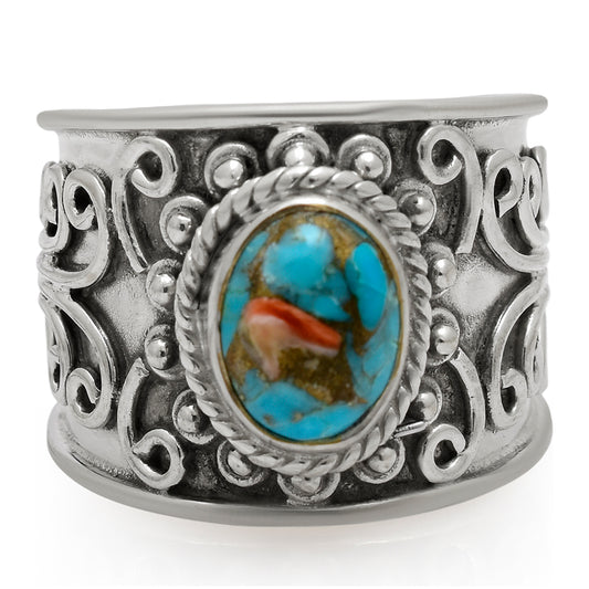 Inel din Argint 925 ( 7.58 grame ) cu Turcoaz Oyster 2 Carate
