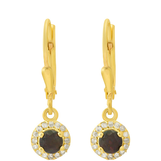 Cercei din Argint 925 Placat cu Aur ( 1.47 grame ) cu Opal Etiopian Lega Dembi și Topaz Alb 0.42 Carate
