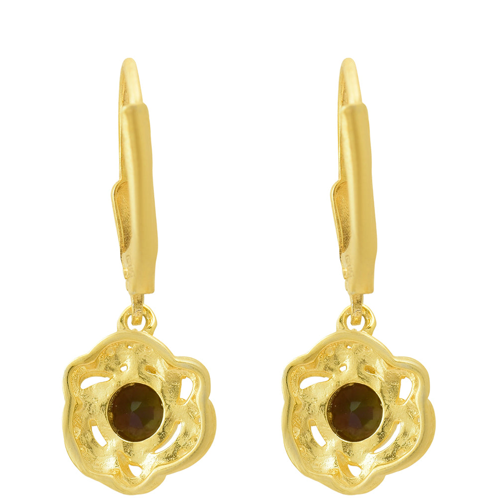 Cercei din Argint 925 Placat cu Aur ( 2.51 grame ) cu Opal Etiopian Lega Dembi și Topaz Alb 1.02 Carate 2 