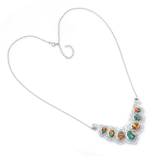 Colier din Argint 925 ( 13.31 grame ) cu Turcoaz Oyster 10.94 Carate