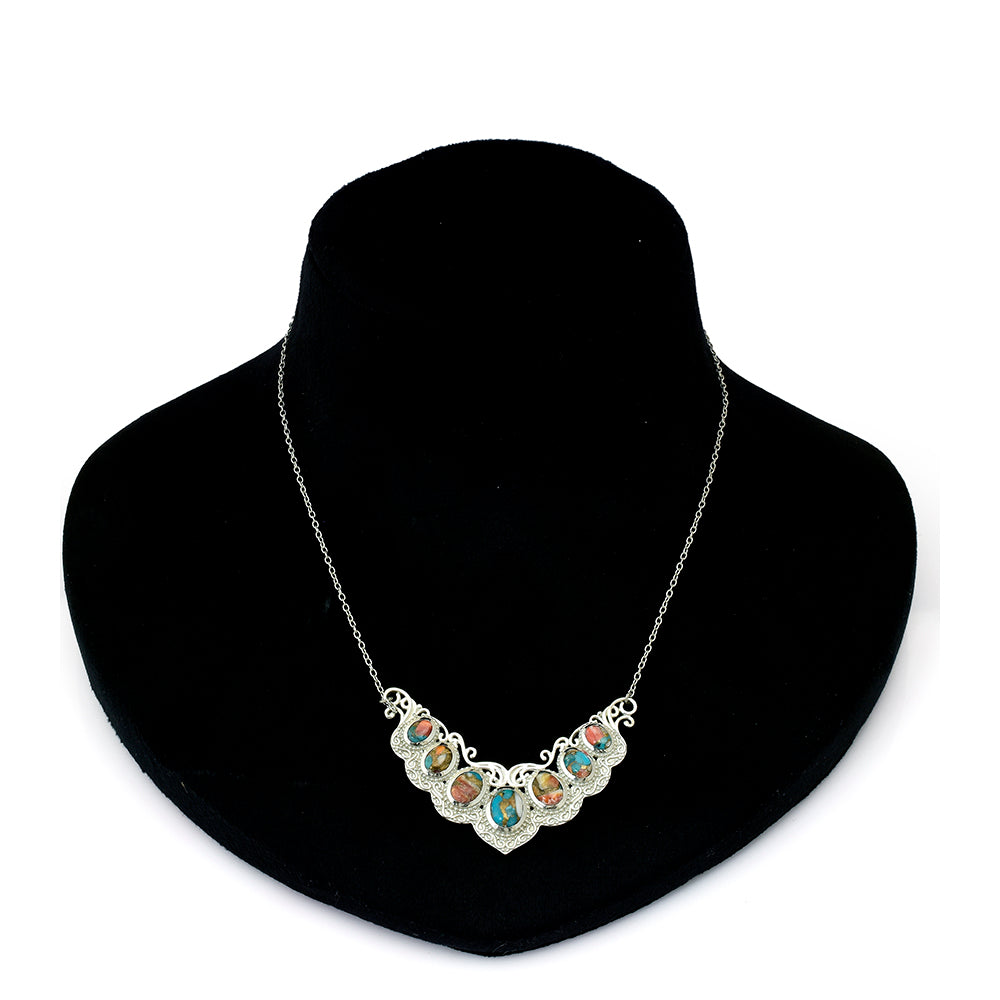 Colier din Argint 925 ( 13.31 grame ) cu Turcoaz Oyster 10.94 Carate