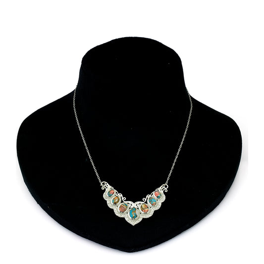 Colier din Argint 925 ( 13.31 grame ) cu Turcoaz Oyster 10.94 Carate