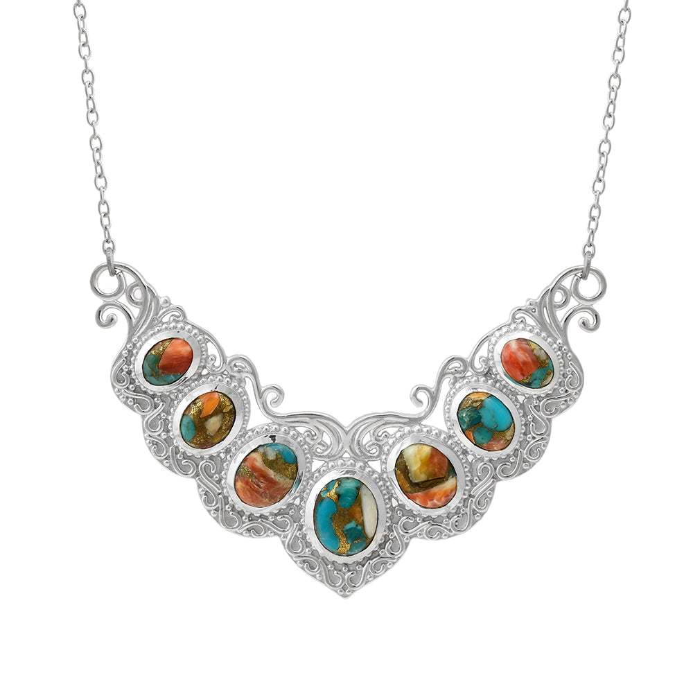 Colier din Argint 925 ( 13.31 grame ) cu Turcoaz Oyster 10.94 Carate 3 