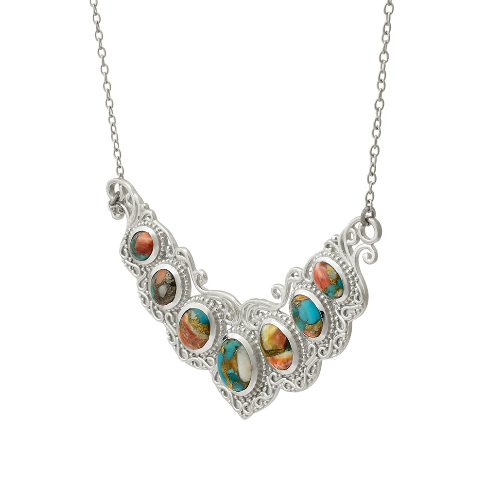 Colier din Argint 925 ( 13.31 grame ) cu Turcoaz Oyster 10.94 Carate 4 