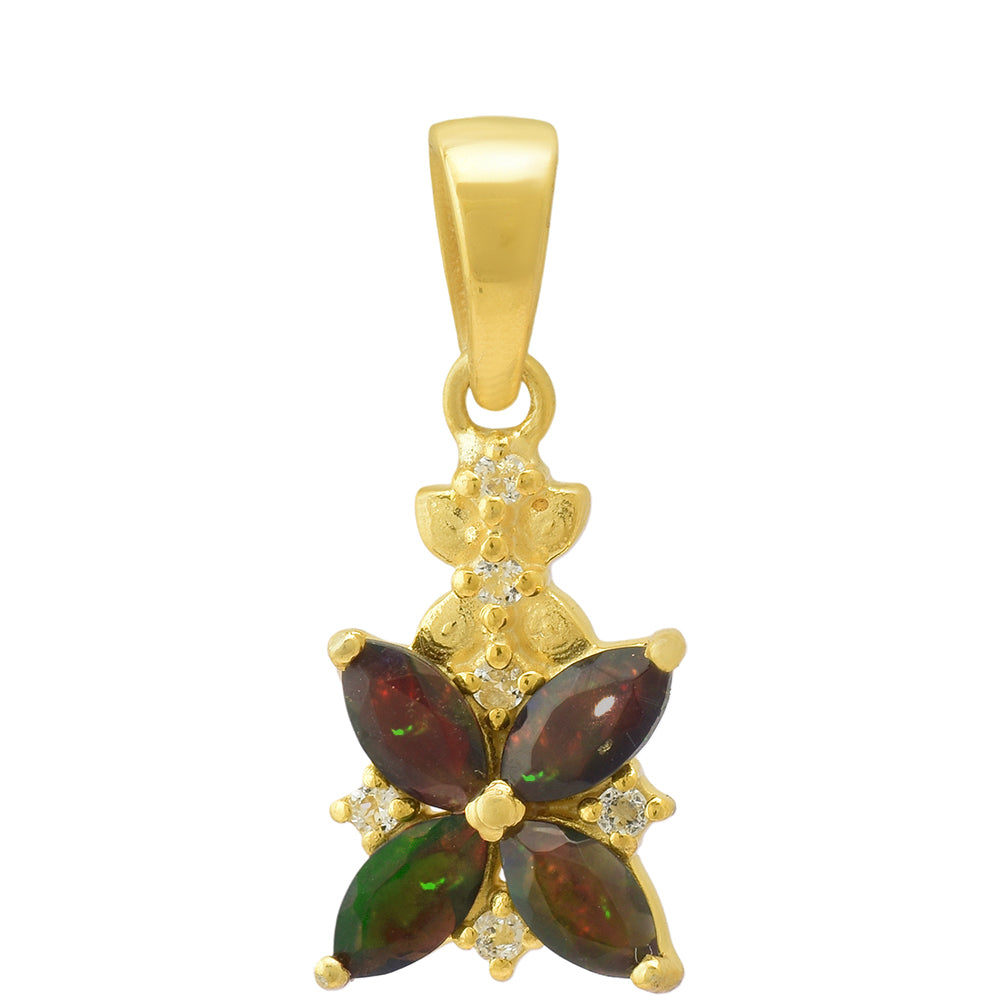 Pandantiv din Argint 925 Placat cu Aur ( 1.53 grame ) cu Opal Etiopian Lega Dembi și Topaz Alb 1.09 Carate 1 