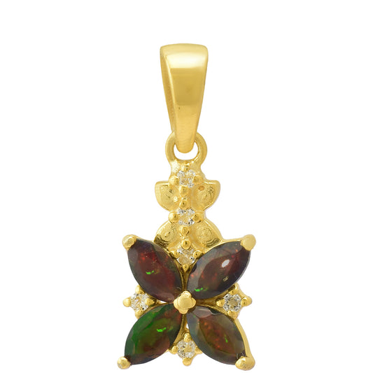 Pandantiv din Argint 925 Placat cu Aur ( 1.53 grame ) cu Opal Etiopian Lega Dembi și Topaz Alb 1.09 Carate