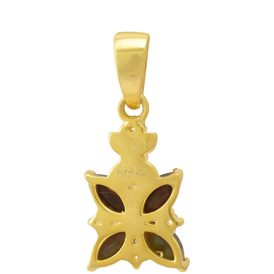 Pandantiv din Argint 925 Placat cu Aur ( 1.53 grame ) cu Opal Etiopian Lega Dembi și Topaz Alb 1.09 Carate