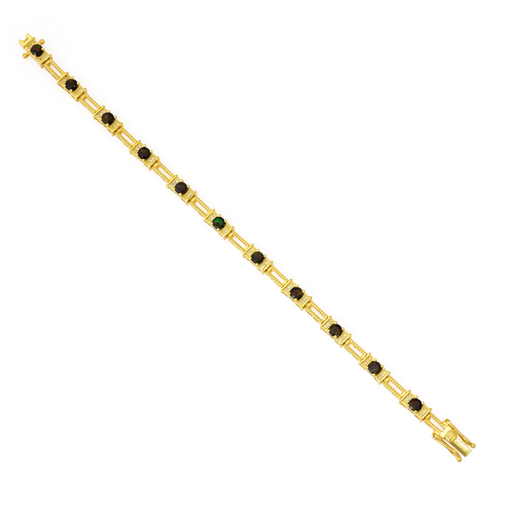 Brățară din Argint 925 Placat cu Aur ( 12.53 grame ) cu Opal Etiopian Lega Dembi și Topaz Alb 1.87 Carate