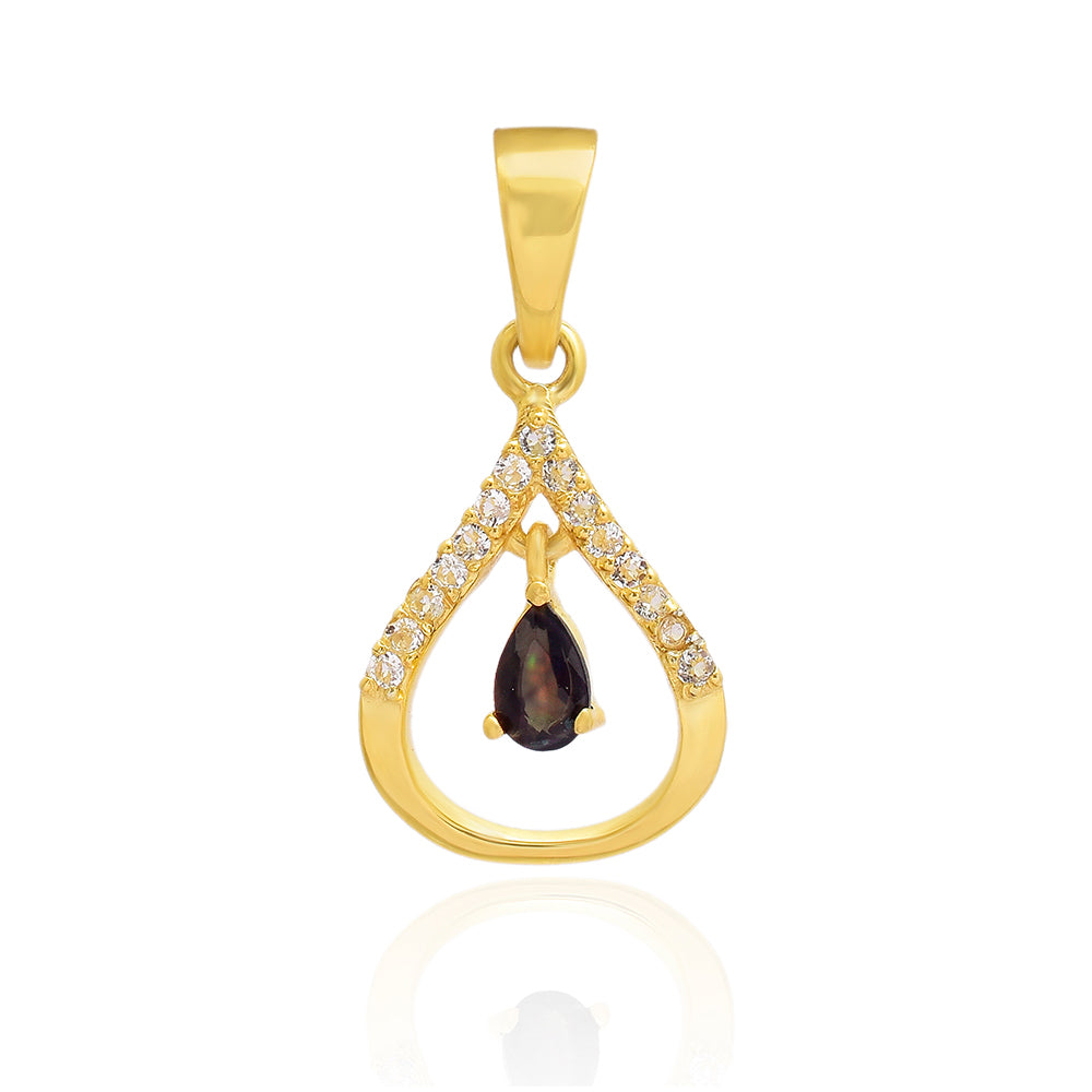 Pandantiv din Argint 925 Placat cu Aur ( 1.24 grame ) cu Opal Etiopian Lega Dembi și Topaz Alb 0.27 Carate