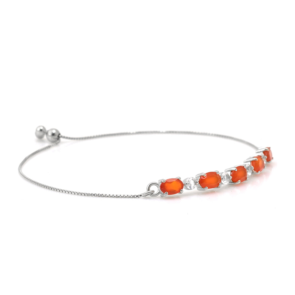 Brățară din Argint 925 ( 2.99 grame ) cu Agat Roșu și Topaz Alb 2.2 Carate 3 