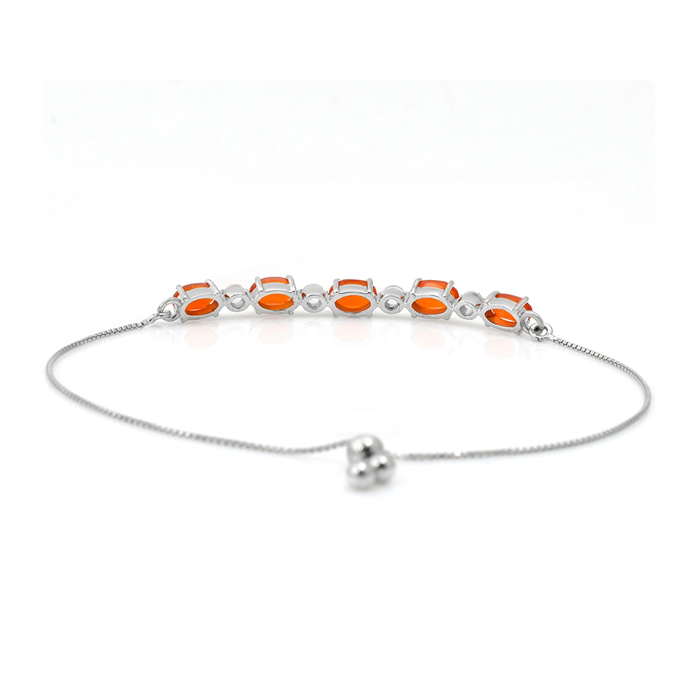 Brățară din Argint 925 ( 2.99 grame ) cu Agat Roșu și Topaz Alb 2.2 Carate 4 