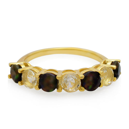 Inel din Argint 925 Placat cu Aur ( 2.27 grame ) cu Opal Etiopian Lega Dembi 1.55 Carate