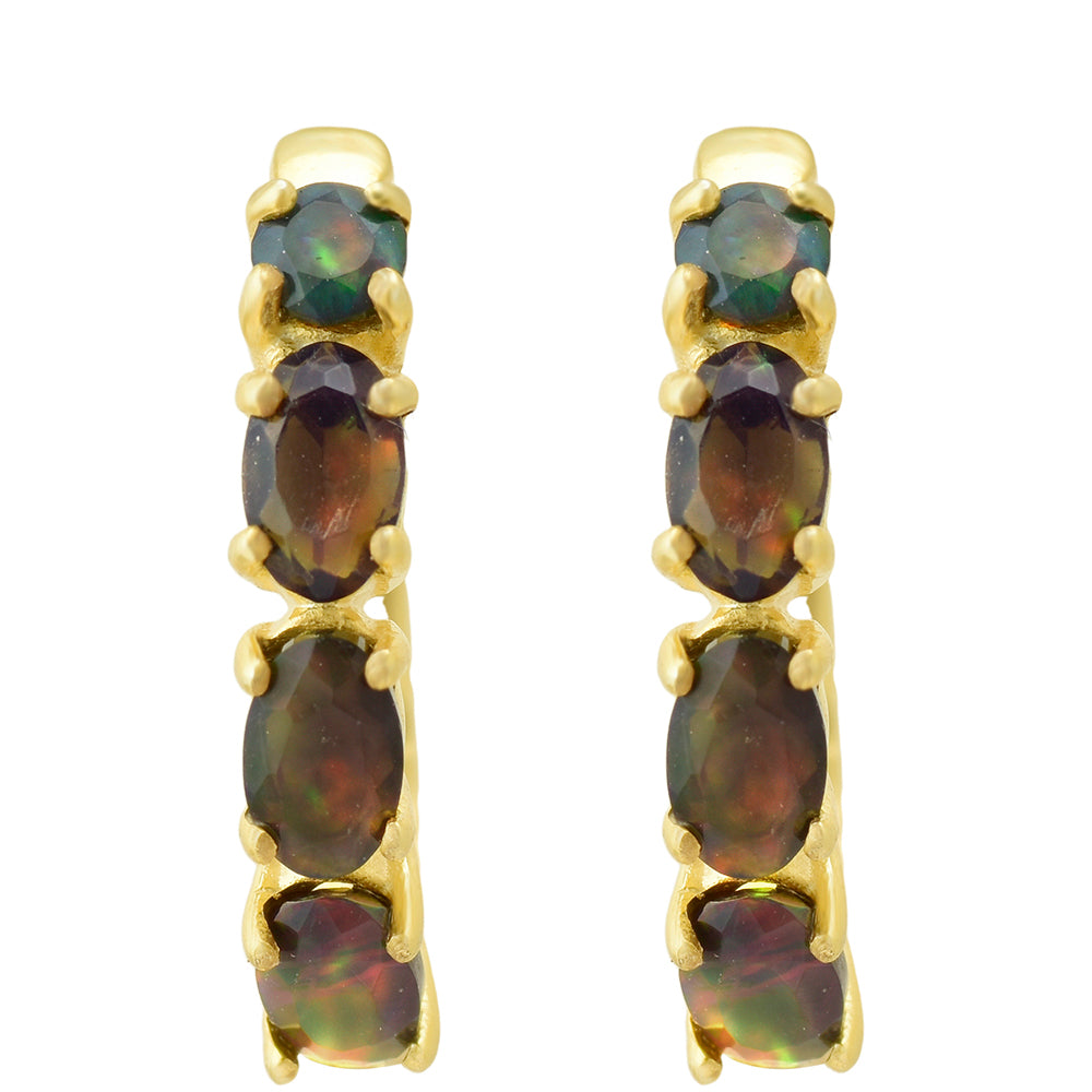 Cercei din Argint 925 Placat cu Aur ( 3.38 grame ) cu Opal Etiopian Lega Dembi 1.22 Carate 1 