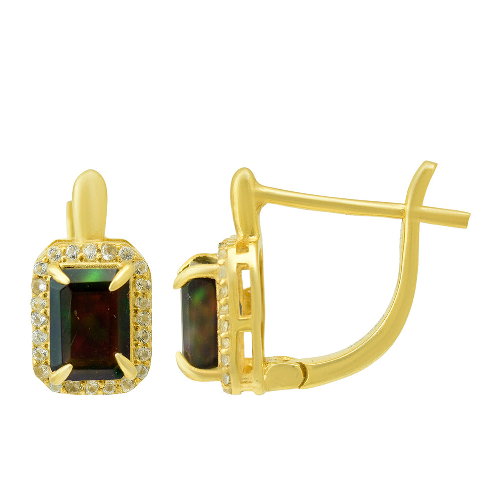 Cercei din Argint 925 Placat cu Aur ( 2.97 grame ) cu Opal Etiopian Lega Dembi 1.44 Carate 4 