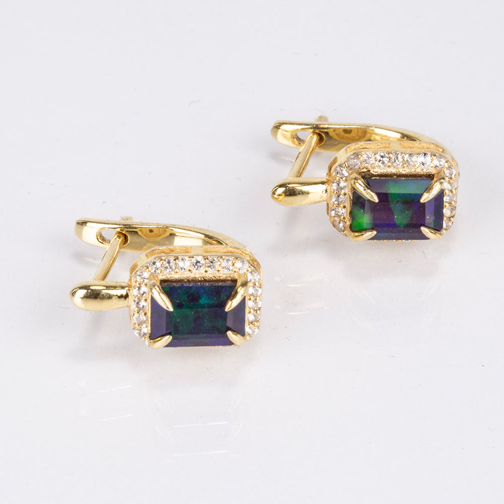 Cercei din Argint 925 Placat cu Aur ( 2.97 grame ) cu Opal Etiopian Lega Dembi 1.44 Carate 5 
