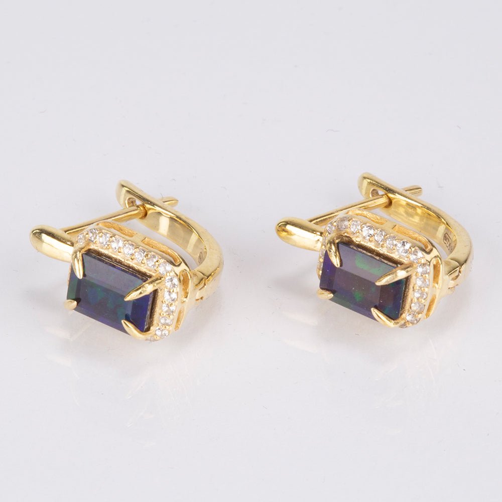 Cercei din Argint 925 Placat cu Aur ( 2.97 grame ) cu Opal Etiopian Lega Dembi 1.44 Carate 6 