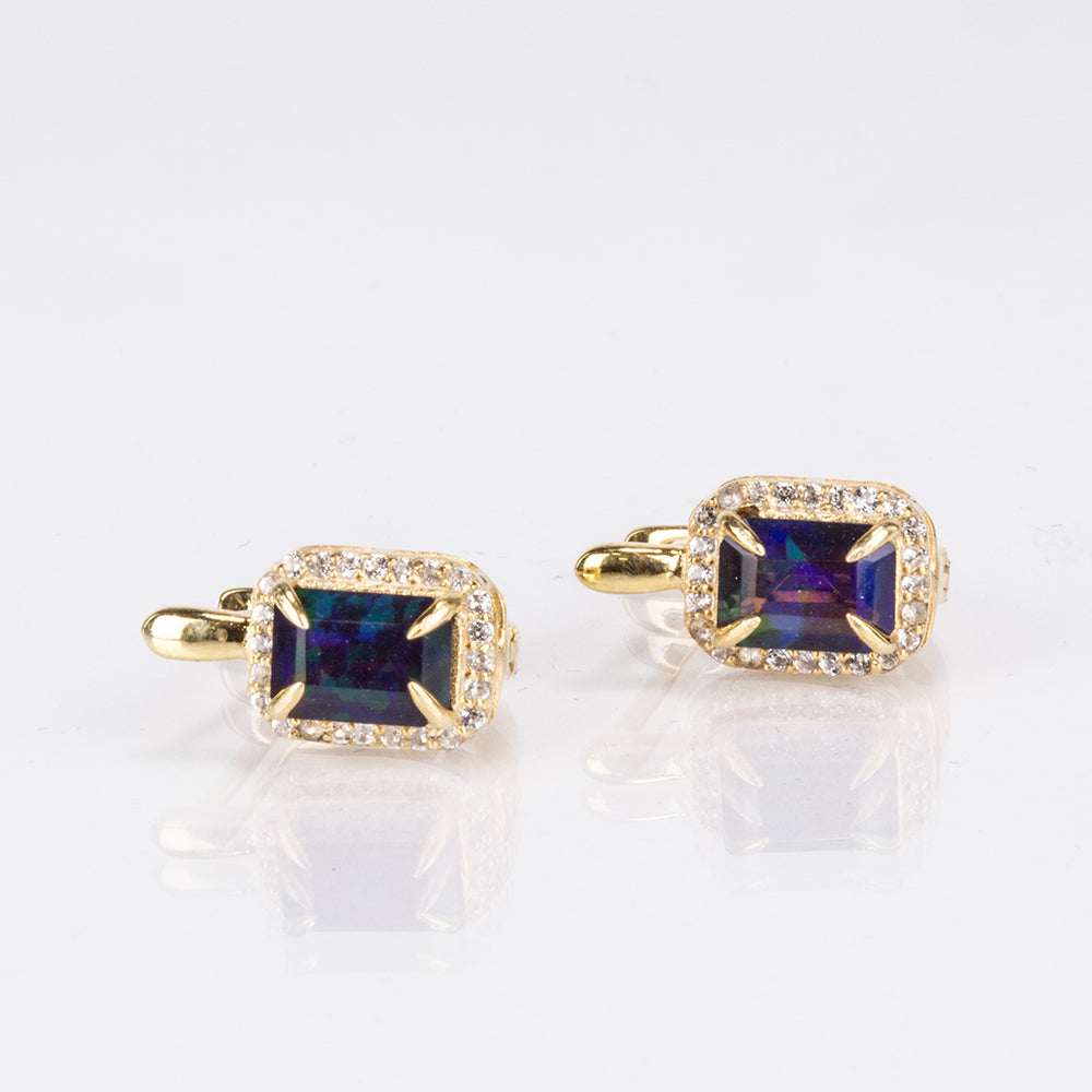 Cercei din Argint 925 Placat cu Aur ( 2.97 grame ) cu Opal Etiopian Lega Dembi 1.44 Carate 7 