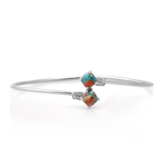 Brățară din Argint 925 ( 6.7 grame ) cu Turcoaz Oyster și Topaz Alb 2.74 Carate