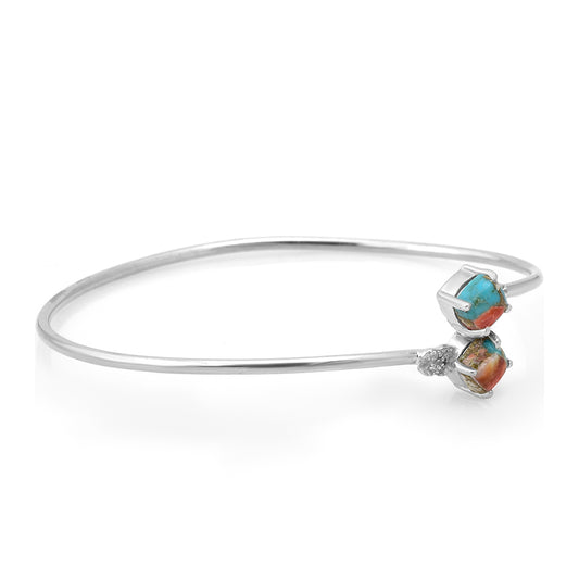Brățară din Argint 925 ( 6.7 grame ) cu Turcoaz Oyster și Topaz Alb 2.74 Carate