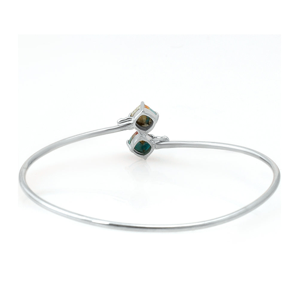 Brățară din Argint 925 ( 6.7 grame ) cu Turcoaz Oyster și Topaz Alb 2.74 Carate 3 