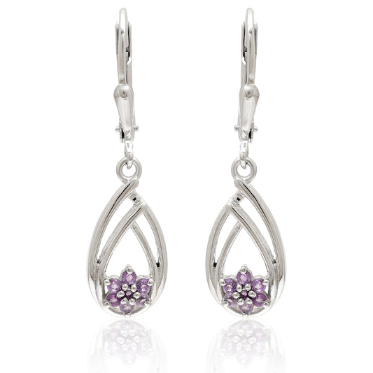 Cercei din Argint 925 ( 2.67 grame ) cu Ametist Brazilian 0.22 Carate