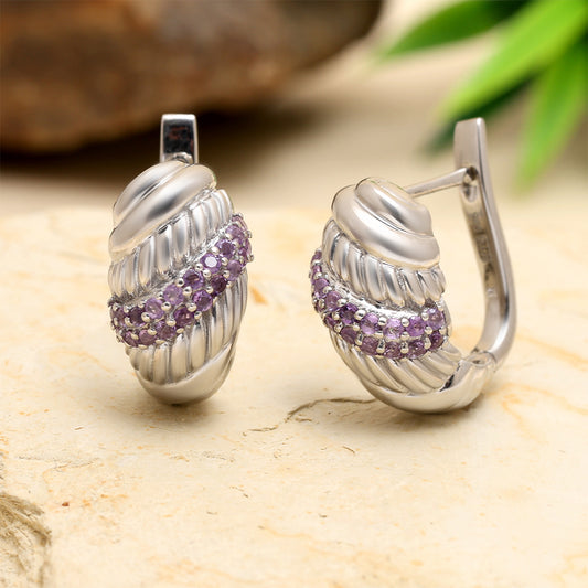 Cercei din Argint 925 ( 7.68 grame ) cu Ametist Brazilian 0.65 Carate