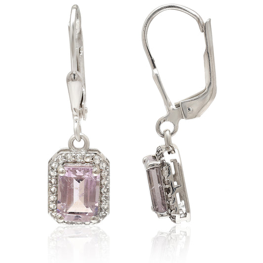 Cercei din Argint 925 ( 1.95 grame ) cu Ametist Brazilian și Topaz Alb 1.6 Carate