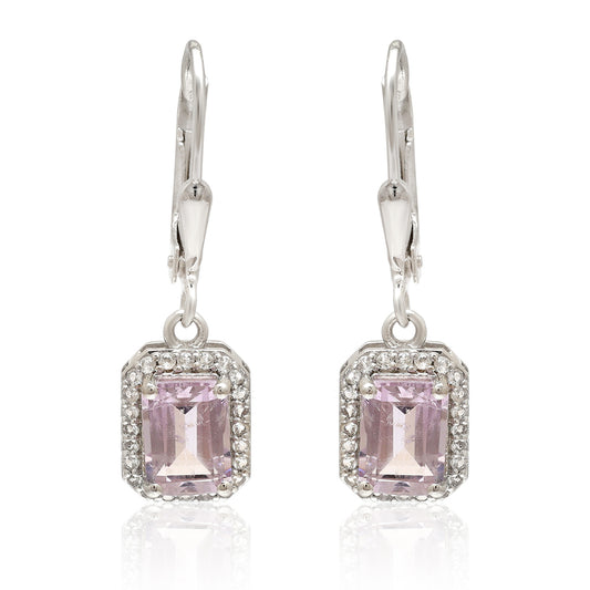 Cercei din Argint 925 ( 1.95 grame ) cu Ametist Brazilian și Topaz Alb 1.6 Carate