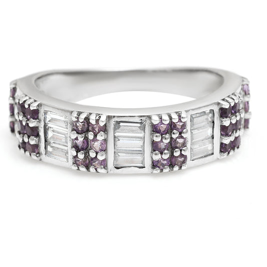 Inel din Argint 925 ( 3.53 grame ) cu Ametist Brazilian și Topaz Alb 1.38 Carate