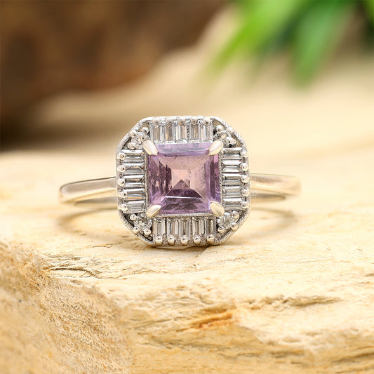 Inel din Argint 925 ( 2.45 grame ) cu Ametist Brazilian și Topaz Alb 1.25 Carate