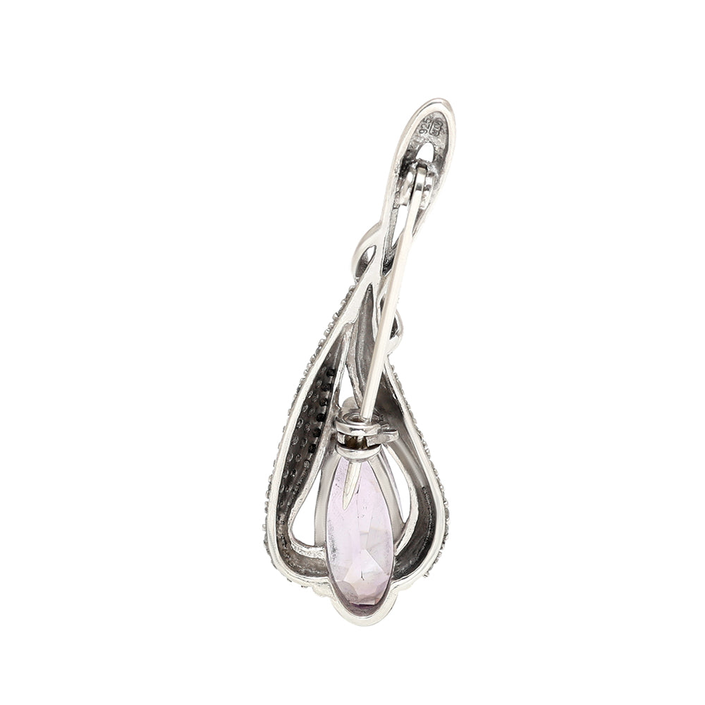 Broşă din Argint 925 ( 3.25 grame ) cu Ametist Brazilian și Topaz Alb 2.43 Carate