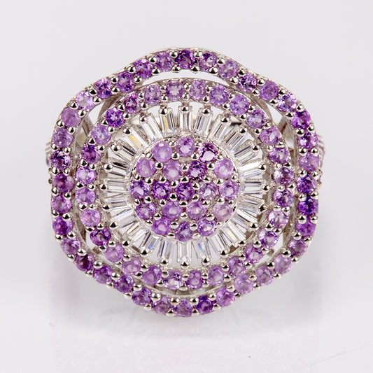 Inel din Argint 925 ( 4.08 grame ) cu Ametist Brazilian și Topaz Alb 1.55 Carate