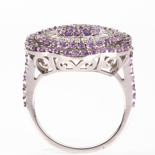 Inel din Argint 925 ( 4.08 grame ) cu Ametist Brazilian și Topaz Alb 1.55 Carate