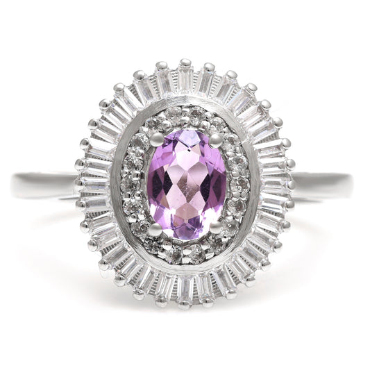 Inel din Argint 925 ( 3.24 grame ) cu Ametist Brazilian și Topaz Alb 1.31 Carate