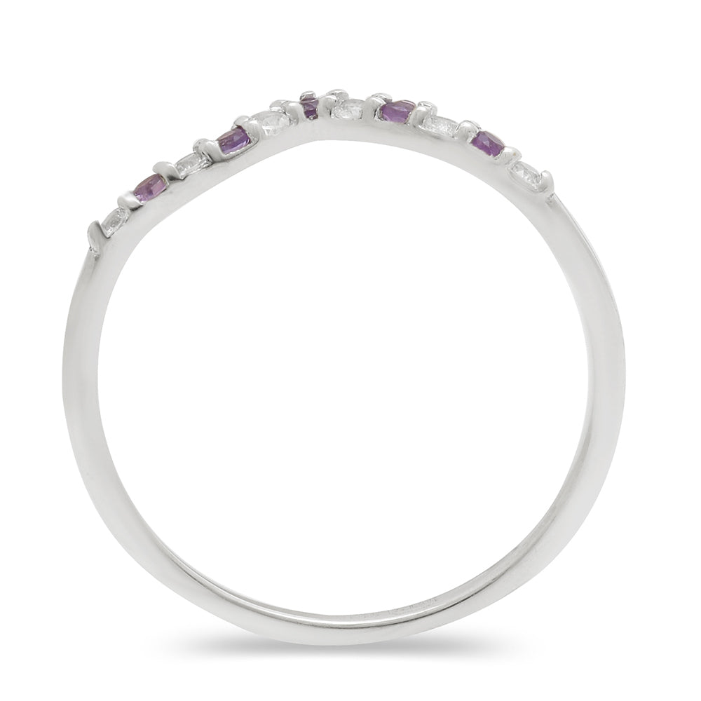 Inel din Argint 925 ( 1.27 grame ) cu Ametist Brazilian și Topaz Alb 0.21 Carate 4 