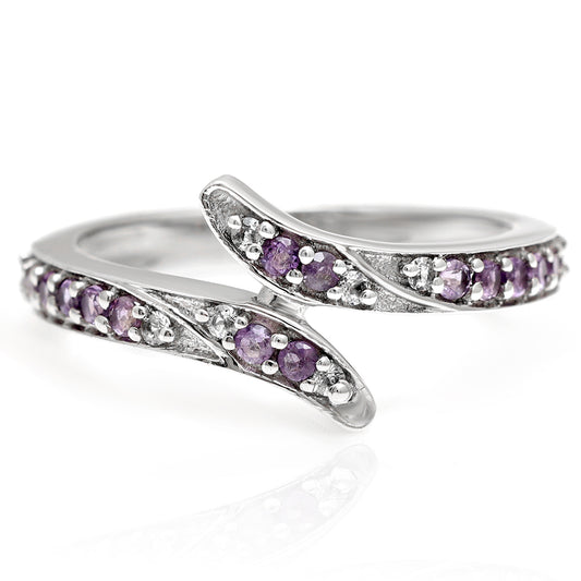 Inel din Argint 925 ( 2.21 grame ) cu Ametist Brazilian și Topaz Alb 0.17 Carate