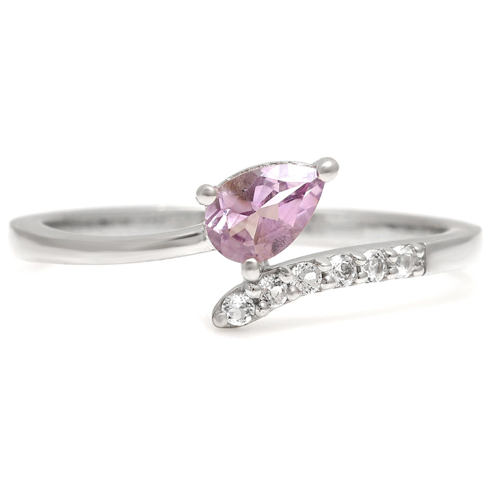 Inel din Argint 925 ( 1.88 grame ) cu Ametist Brazilian și Topaz Alb 0.38 Carate 5 