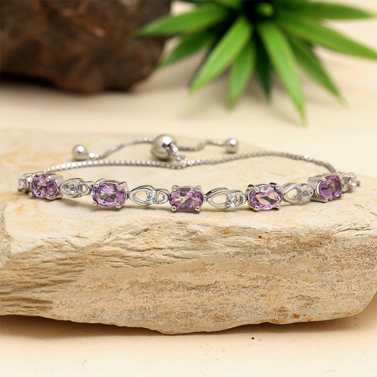 Brățară din Argint 925 ( 3.57 grame ) cu Topaz Alb și Ametist Brazilian 1.95 Carate
