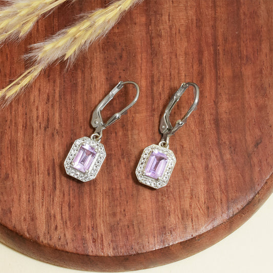 Cercei din Argint 925 ( 2.29 grame ) cu Ametist Brazilian și Topaz Alb 1.62 Carate