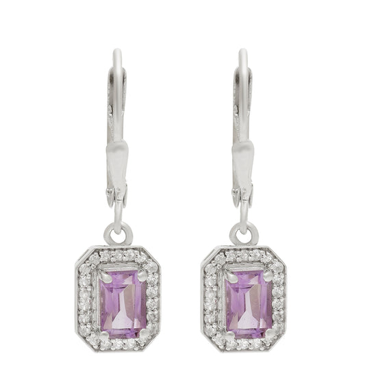 Cercei din Argint 925 ( 2.29 grame ) cu Ametist Brazilian și Topaz Alb 1.62 Carate