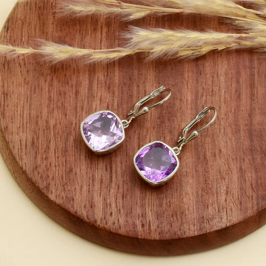 Cercei din Argint 925 ( 3.92 grame ) cu Ametist Brazilian 3.5 Carate