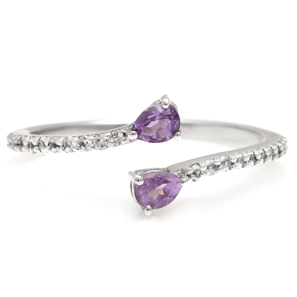 Inel din Argint 925 ( 1.51 grame ) cu Ametist Brazilian și Topaz Alb 0.41 Carate